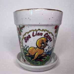 Vintage Sea Lion Caves Oregon Mini Plant Pot Souvenir 70s MCM HTF